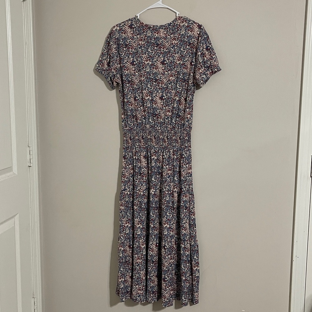 Nation‎ LTD Martine Knit Midi Dress Size Small Floral Print Tiered Smocked Waist - Picture 7 of 8